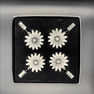 Pewter Daisy Tablecloth Weights - Set of 4